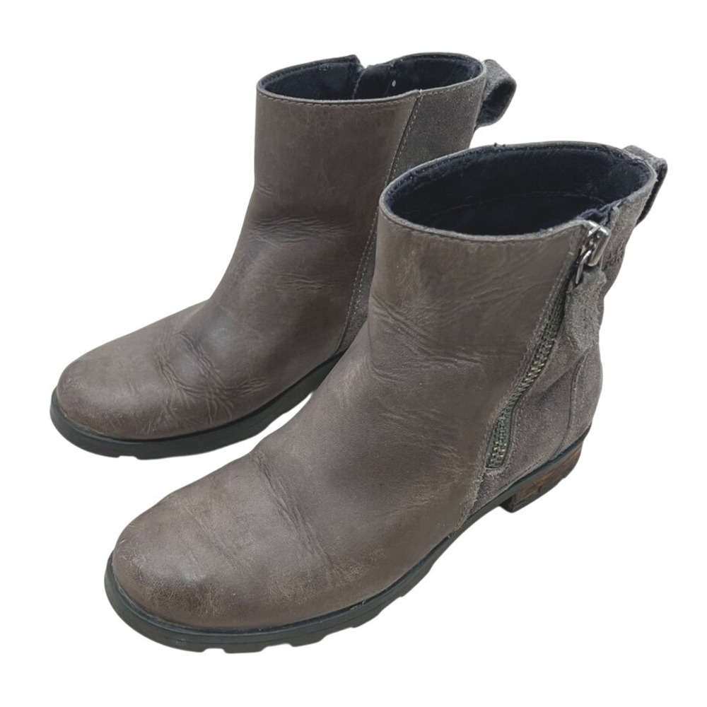 Sorel Emelie Zip Booties Quarry Gray Women's Size 5.5 Boho Western Grunge Rustic